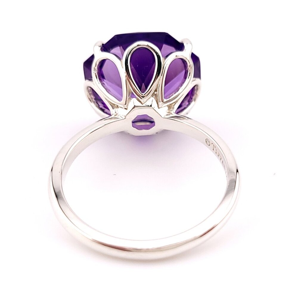 Tiffany & Co. Sterling Silver Purple Amethyst Sparklers Cocktail Flower Ring 6 - Picture 7 of 8